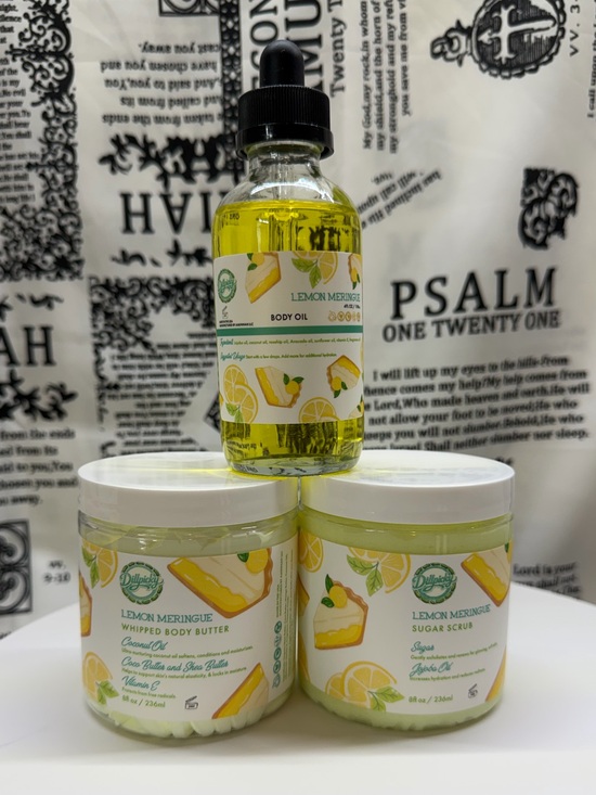Aminnah Other - Dillpicky Aminnah Lemon Meringue Body Oil, Sugar Scrub, Whipped Body Butter Set
